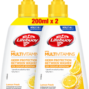 Lifebuoy Antibacterial Hand Wash, Lemon Fresh, for 100% stronger germ protection & odour removal, 200ml x 2