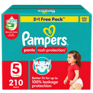 Pampers Rash Protection Culotte Pants Diapers Size 5, 12-18kg Box 210 Count