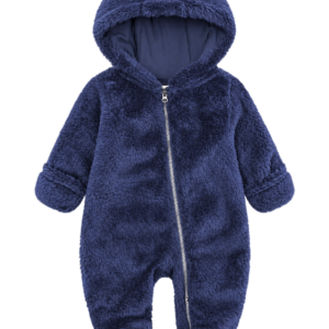 Newborn Baby Snowsuit Fleece Lined Onesie Outfits Warm Hooded Romper for Infant