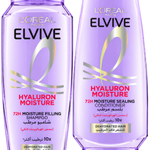 L'Oreal Paris Elvive Hyaluron Moisture Hydrating Shampoo 400ml + Conditioner 360ml for Frizzy & Dehydrated Hair