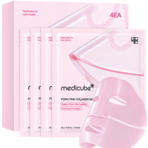 medicube Salmon DNA PDRN pink collagen jelly gel mask | overnight face mask for glass glow skin- elasticity, hydrating, firming and moisturizing | korean skincare, 28g, 4ea