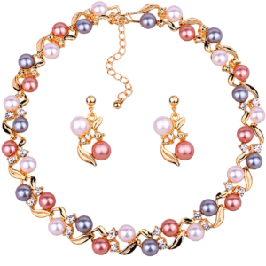 Shining Diva Fashion 18k Gold Plated Pearl Necklace Set/Jewellery Set with Fancy Earrings for Girls/Women