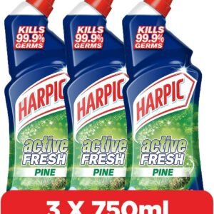 Harpic Active Fresh Toilet Cleaner, Pine Scent, 750ml x 3
