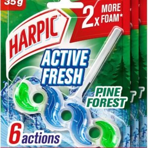 Harpic Active Fresh Water Toilet Cleaner Rim Block, Pine Forest Scent, 35g x 3